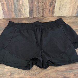 90 Degree By Reflex Black Athletic Layered Biker Shorts with Performance Fabric